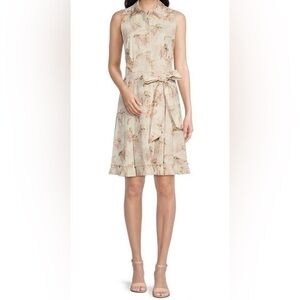 Alex Marie Tracey Floral Button Down Mini Dress, Linen Blend, Cream Floral, 10